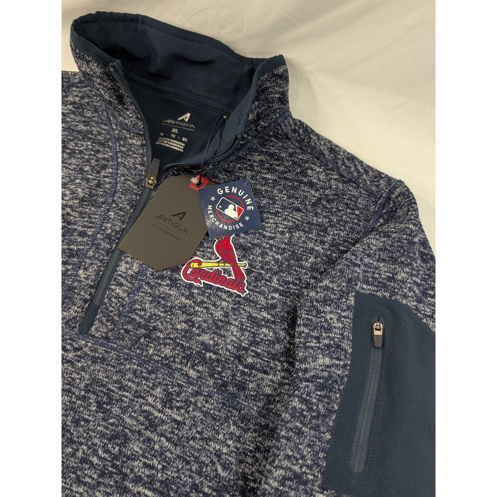 NWT Men's XL MLB St Louis Cardinals Antigua Oatmeal Fortune Quarter-Zip Pullover